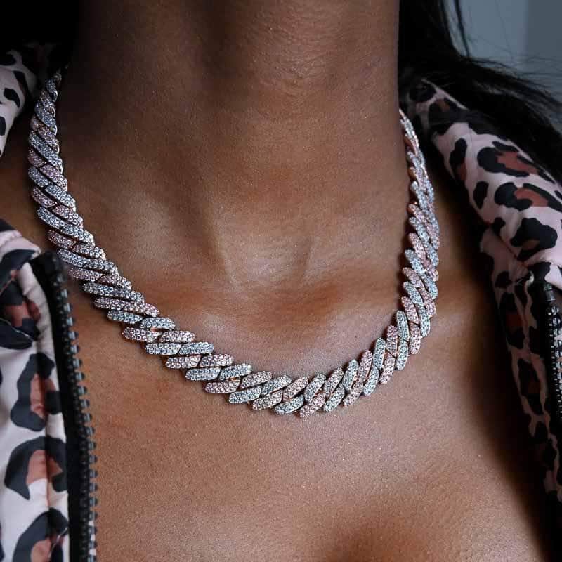 Two Tone Diamond Cuban Necklace