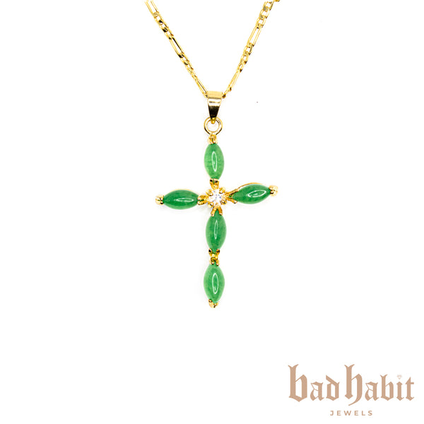 14K Gold Emerald Cross Necklace – Baby Gold